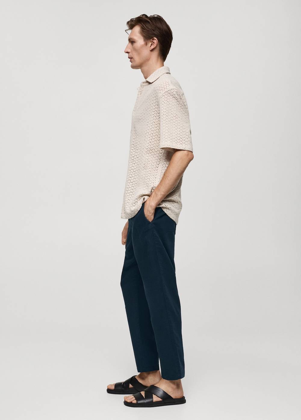 Mango Slim Fit-Leinenhose mit Kordel Verkauf