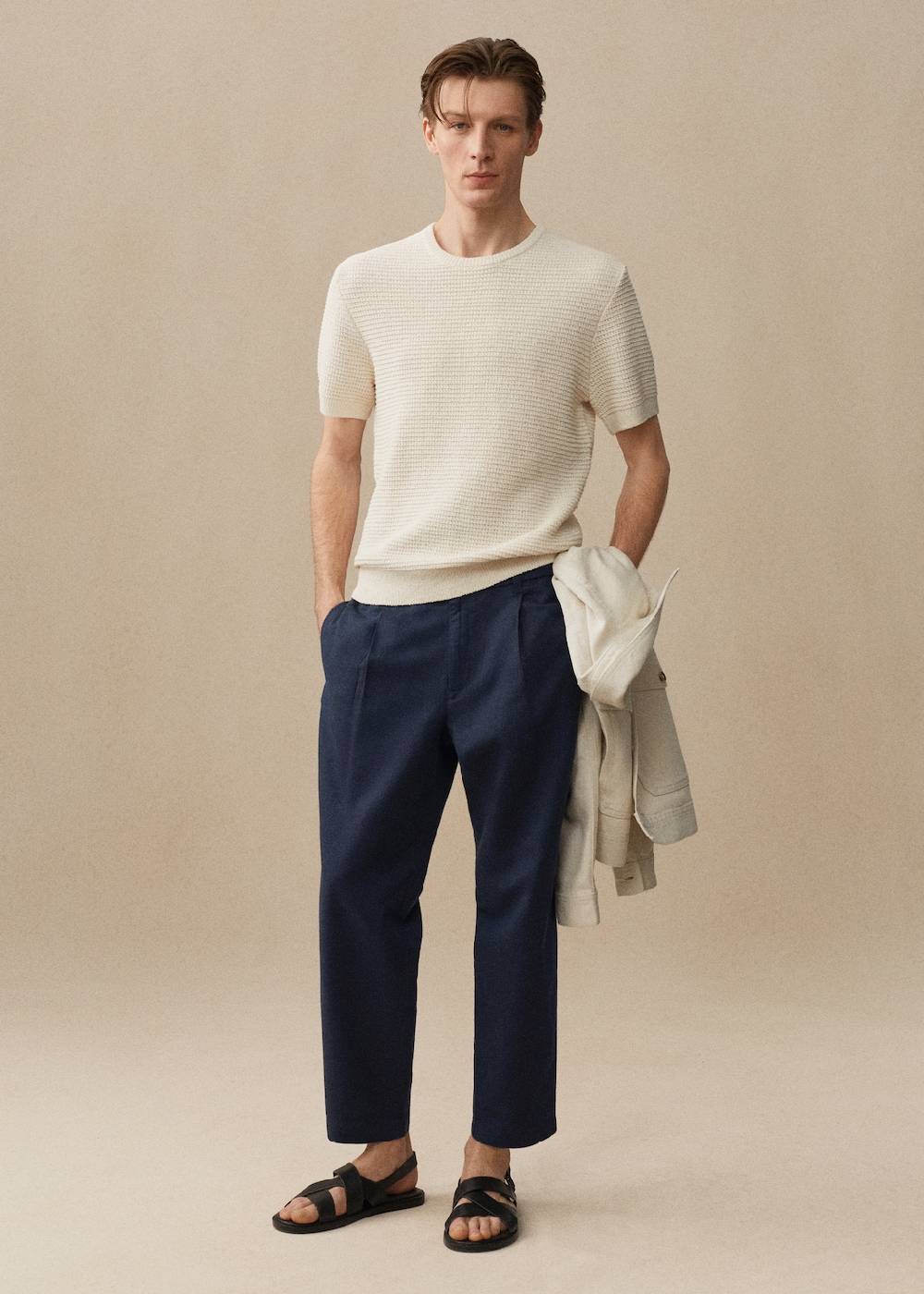 Mango Slim Fit-Leinenhose mit Kordel Verkauf