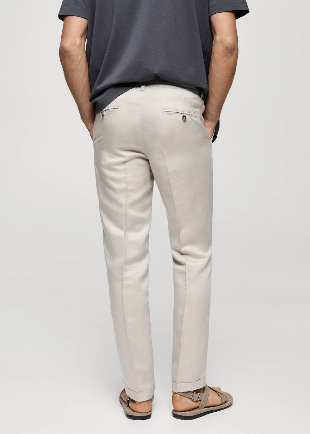 Mango Leinen-Tencel-Hose mit Kordelzug Schlussverkauf