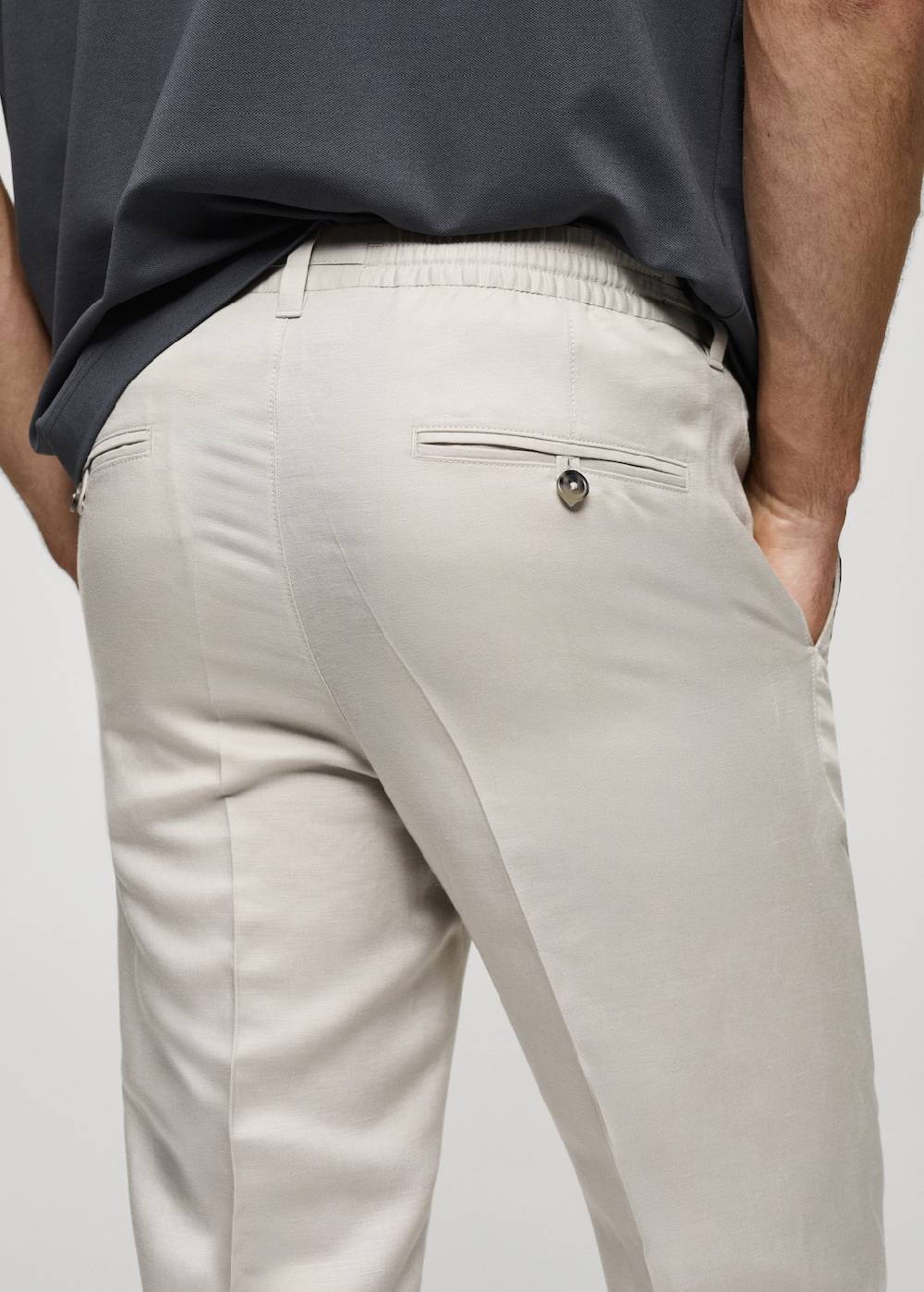 Mango Leinen-Tencel-Hose mit Kordelzug Schlussverkauf