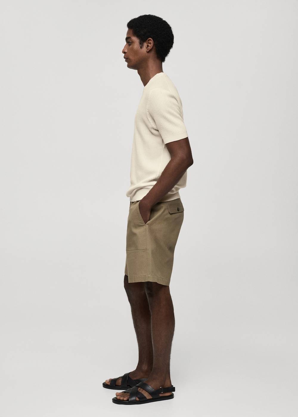 Mango Geripptes Strick-T-Shirt Kostenloser Versand