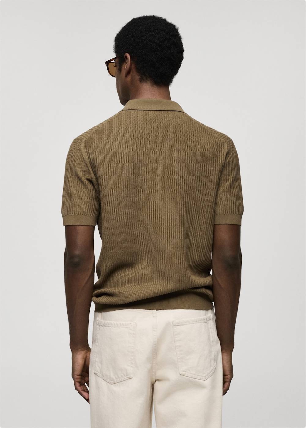 Mango Geripptes Strick-Poloshirt aus Baumwolle Limitierter Zeitrabatt