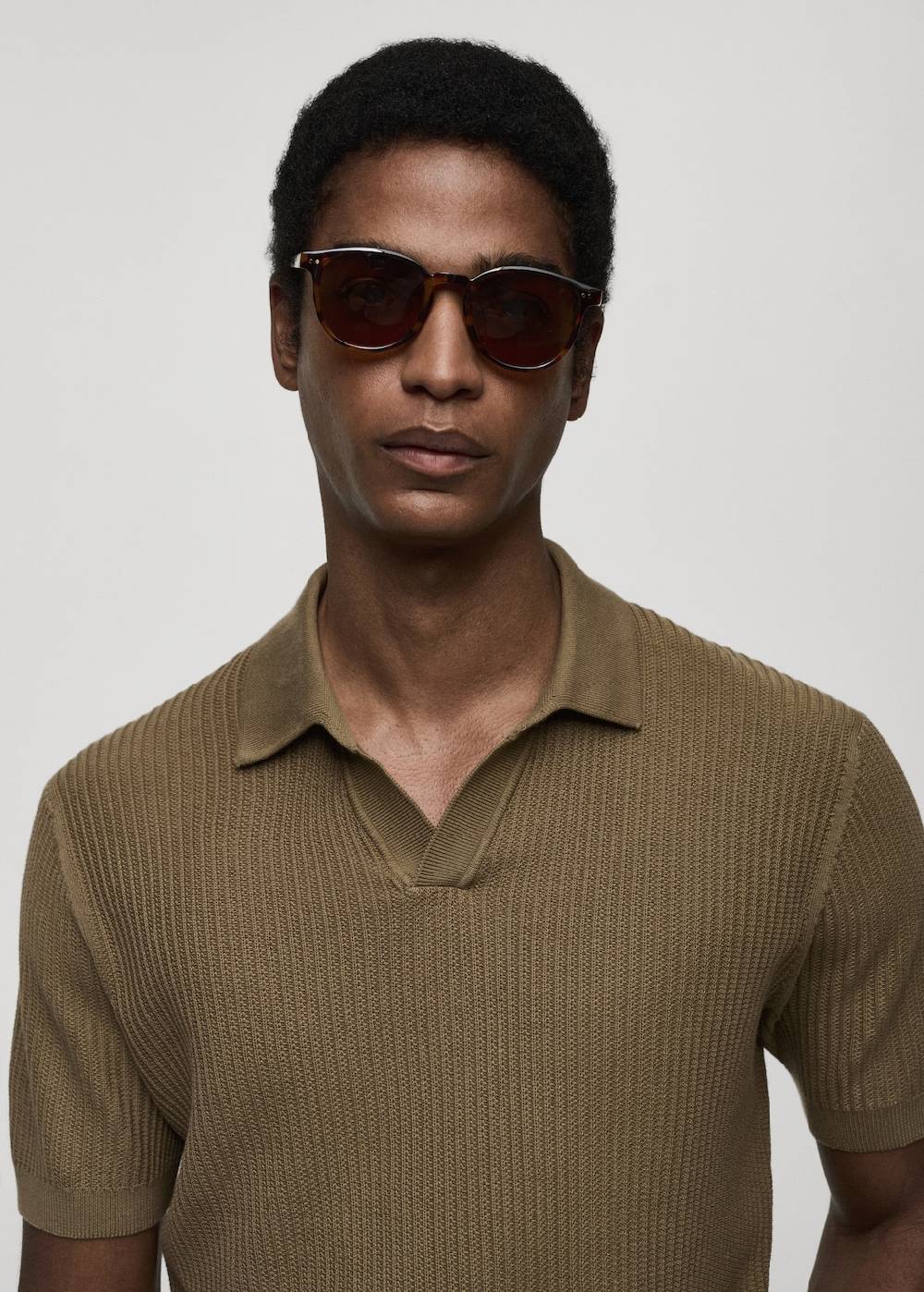 Mango Geripptes Strick-Poloshirt aus Baumwolle Limitierter Zeitrabatt