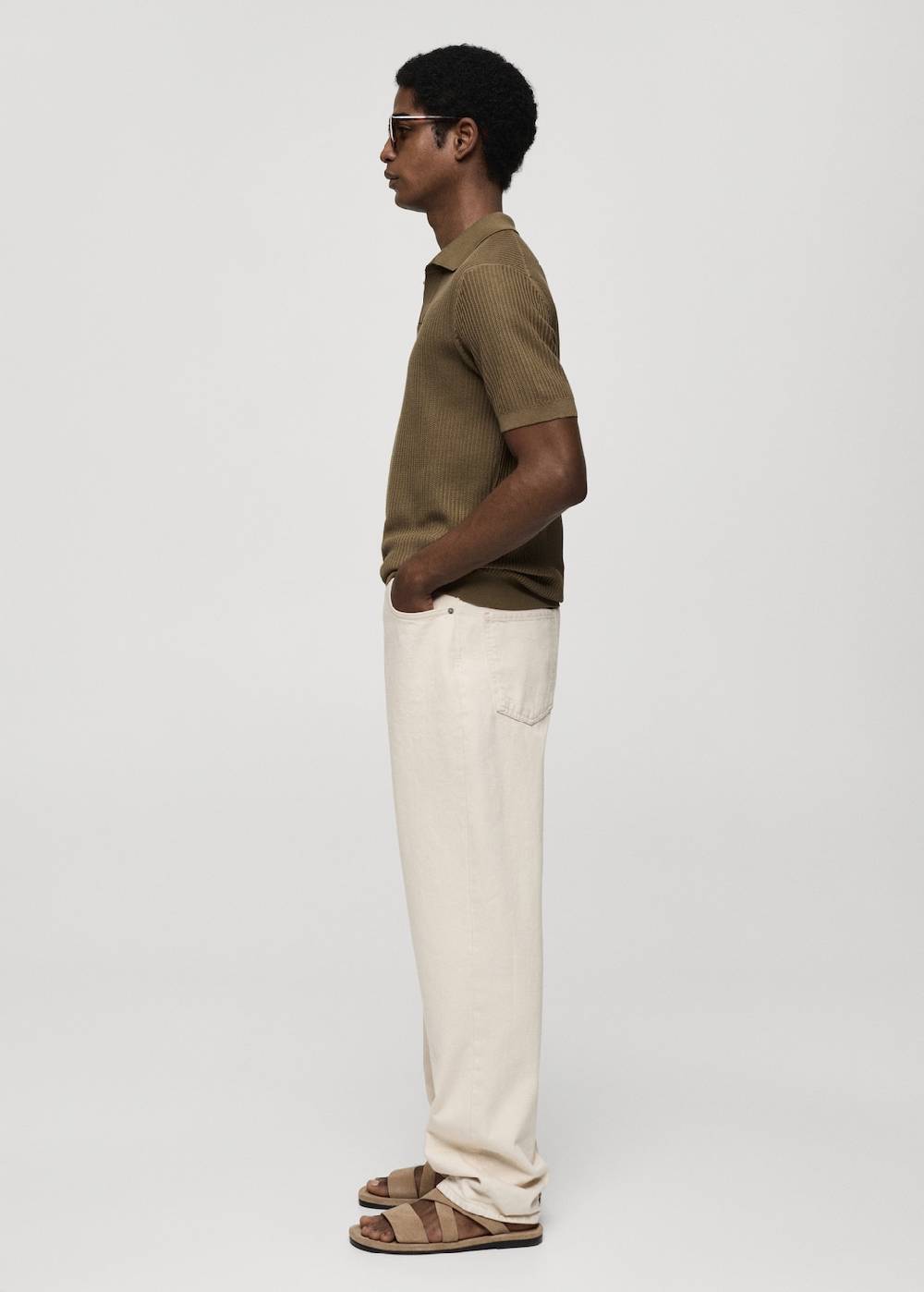Mango Geripptes Strick-Poloshirt aus Baumwolle Limitierter Zeitrabatt
