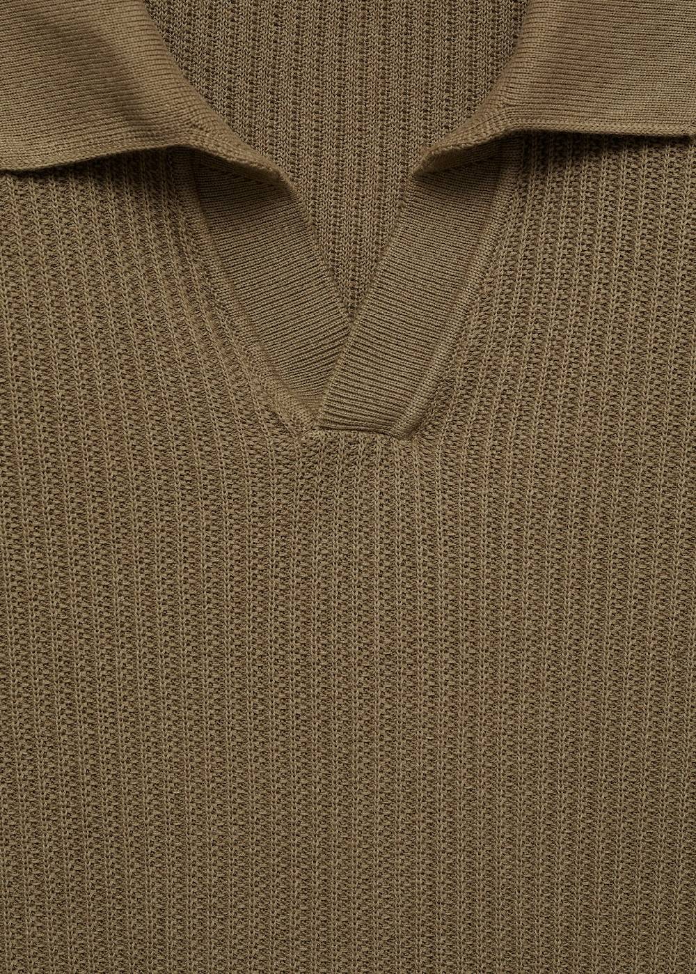 Mango Geripptes Strick-Poloshirt aus Baumwolle Limitierter Zeitrabatt