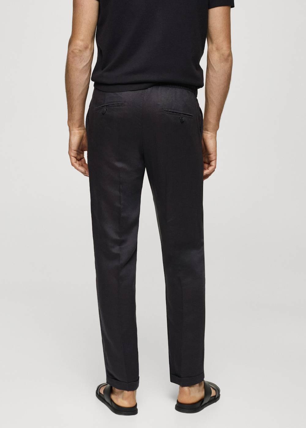Mango Leinen-Tencel-Hose mit Kordelzug Rabatt