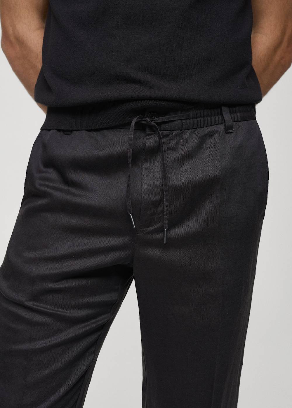 Mango Leinen-Tencel-Hose mit Kordelzug Rabatt
