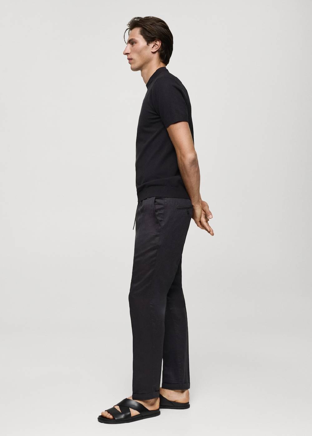 Mango Leinen-Tencel-Hose mit Kordelzug Rabatt