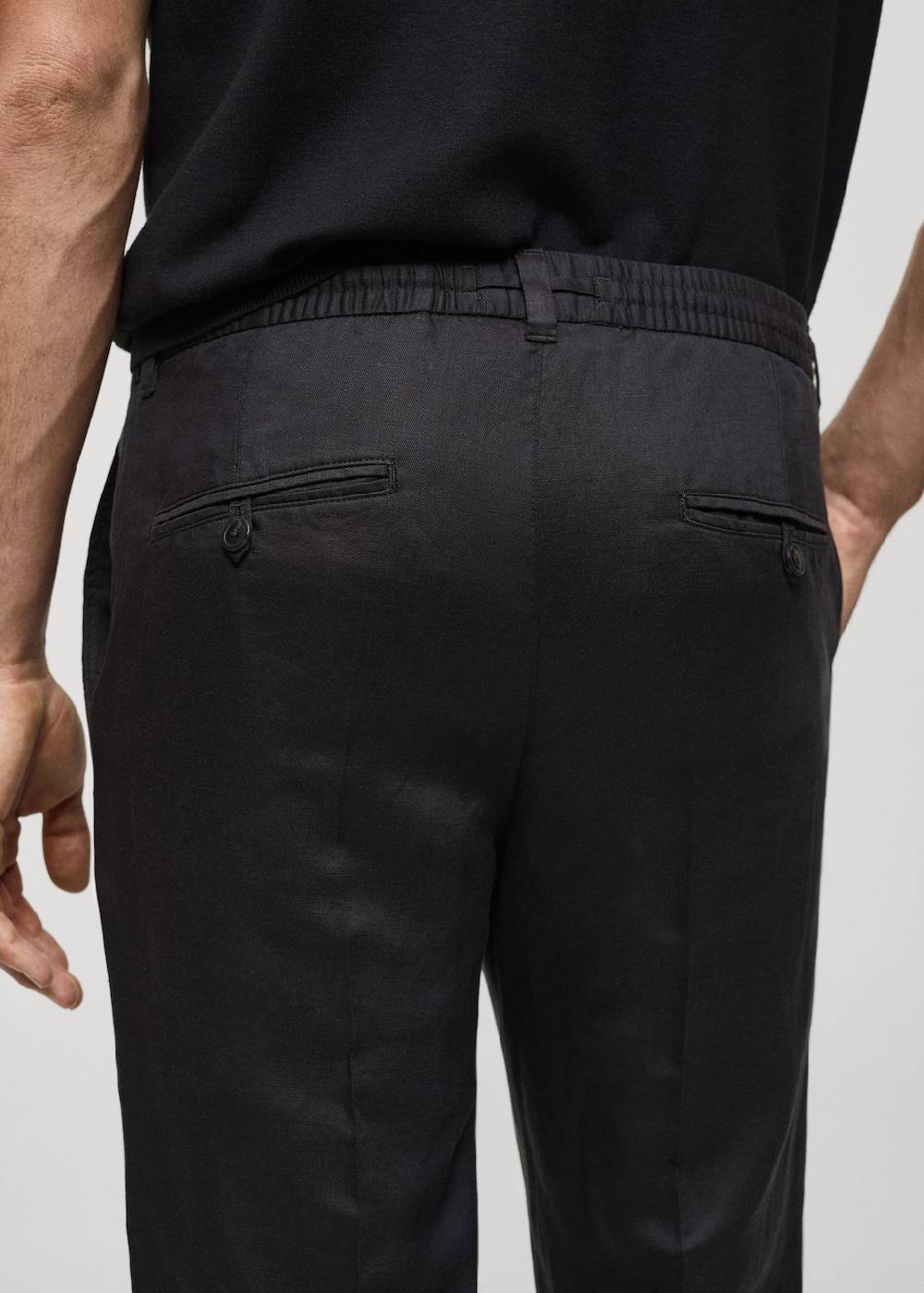 Mango Leinen-Tencel-Hose mit Kordelzug Rabatt