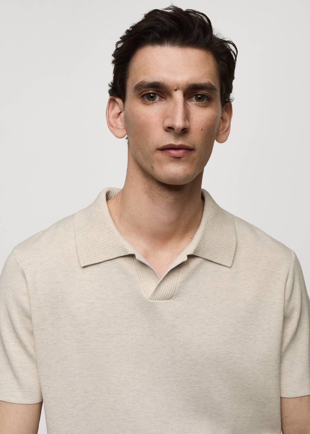 Mango Texturiertes Strick-Poloshirt aus Baumwolle Günstig kaufen