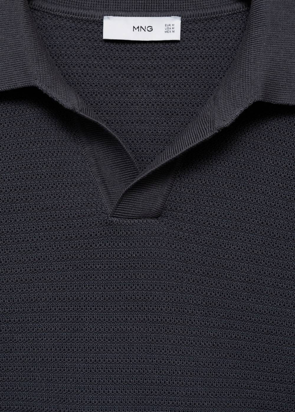 Mango Poloshirt aus Baumwolle mit Tencel in Flechtoptik Black Friday