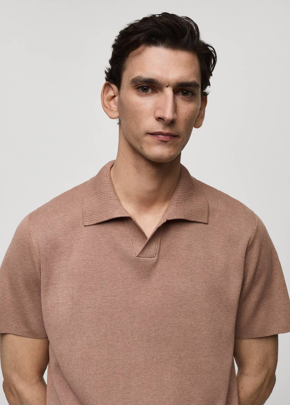 Mango Texturiertes Strick-Poloshirt aus Baumwolle Heißer Verkauf