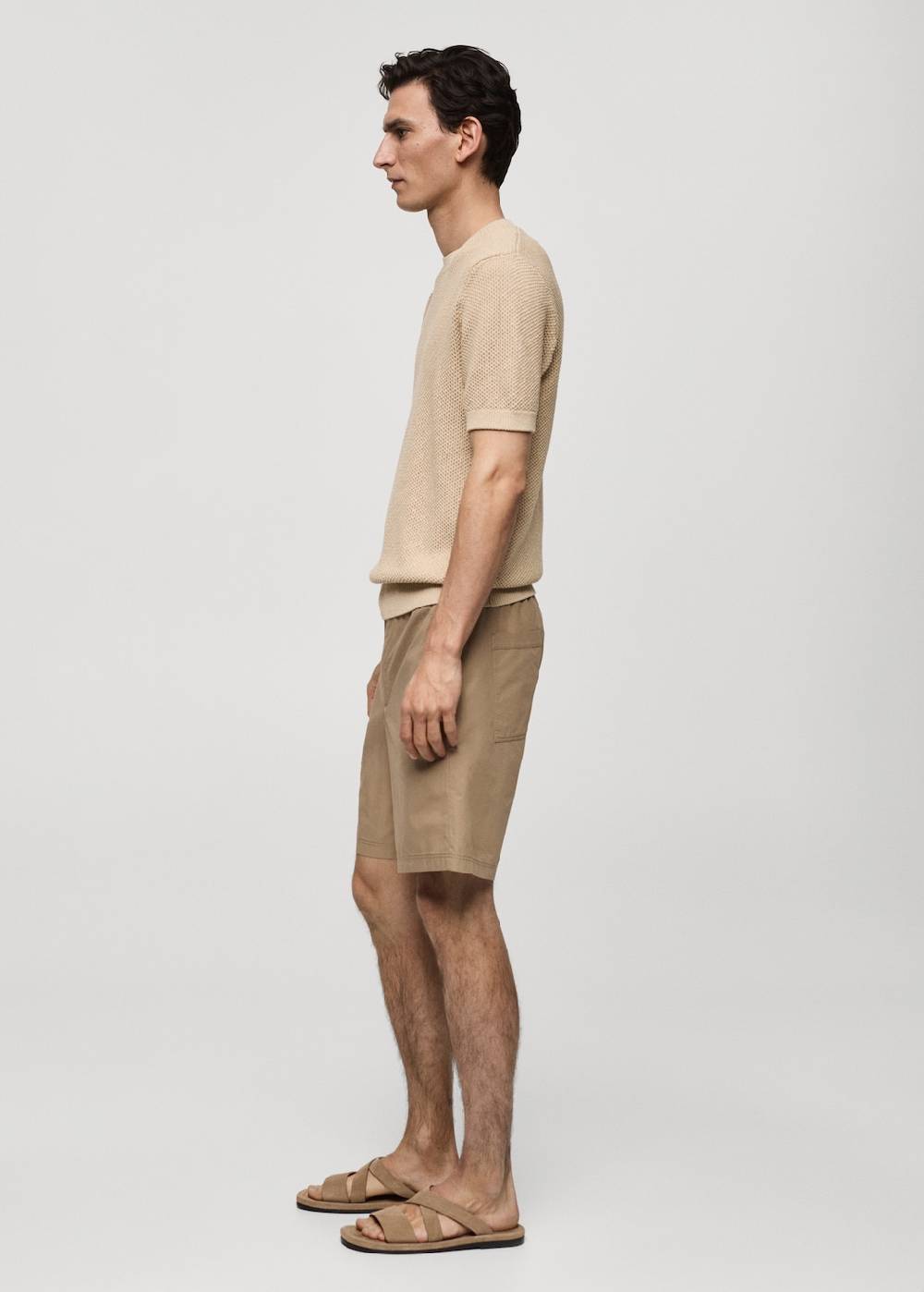 Mango Strukturiertes Strick-T-Shirt aus Baumwolle Online Outlet