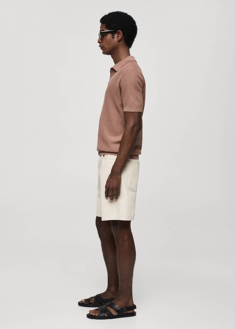 Mango Geripptes Strick-Poloshirt aus Baumwolle Zeitlich begrenztes Angebot