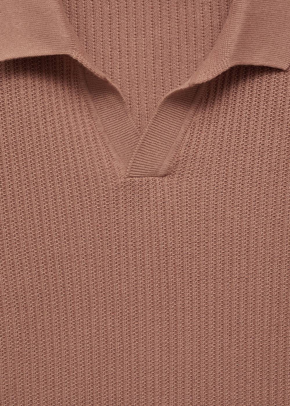 Mango Geripptes Strick-Poloshirt aus Baumwolle Zeitlich begrenztes Angebot