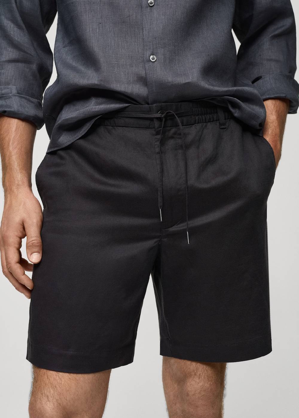 Mango Leinen-Bermudashorts aus Tencel mit Kordelzug Tiefpreis