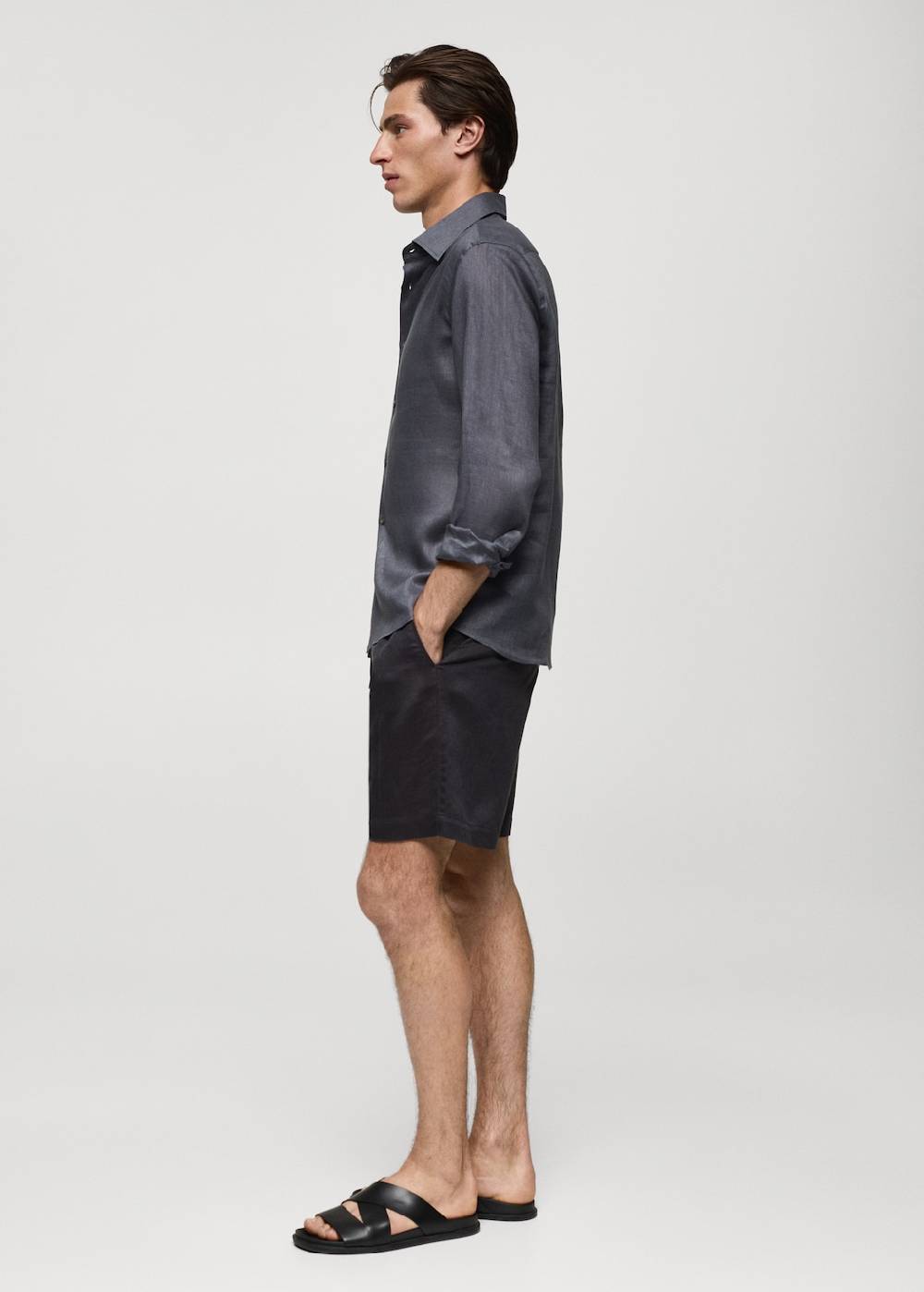 Mango Leinen-Bermudashorts aus Tencel mit Kordelzug Tiefpreis