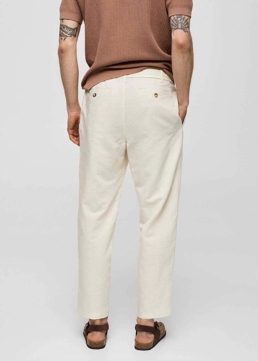 Mango Slim Fit-Leinenhose mit Kordel Bis zu 60% Rabatt