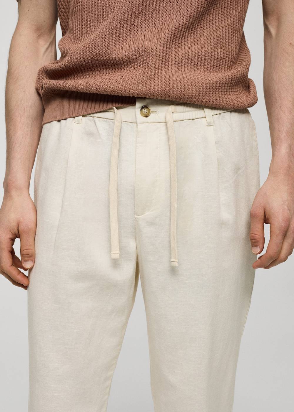 Mango Slim Fit-Leinenhose mit Kordel Bis zu 60% Rabatt