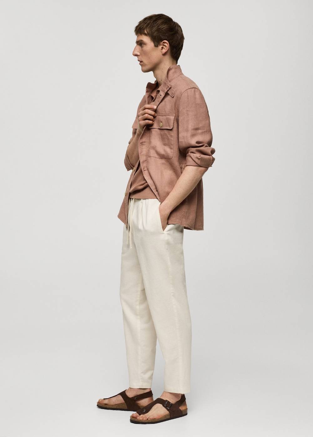 Mango Slim Fit-Leinenhose mit Kordel Bis zu 60% Rabatt
