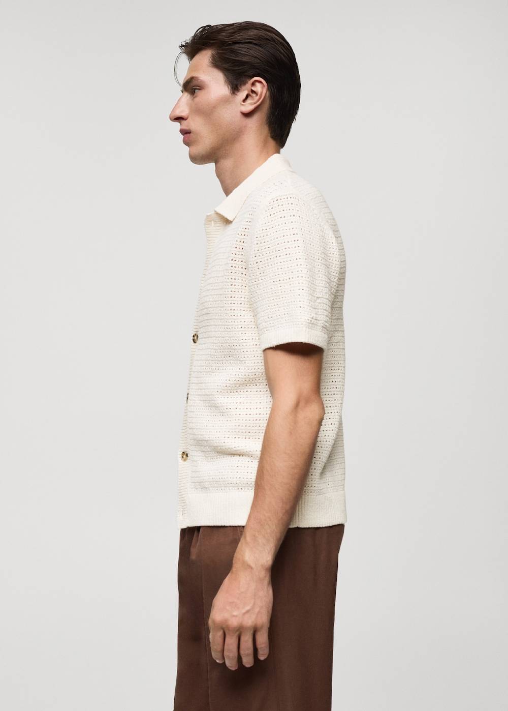 Mango Geknöpftes Strick-Poloshirt mit Lochmuster Fabrikladen