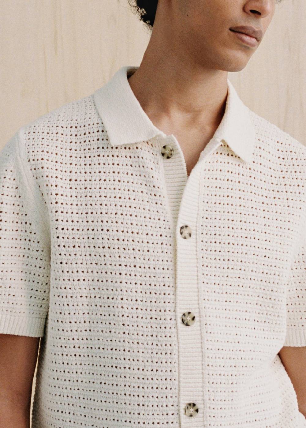 Mango Geknöpftes Strick-Poloshirt mit Lochmuster Fabrikladen