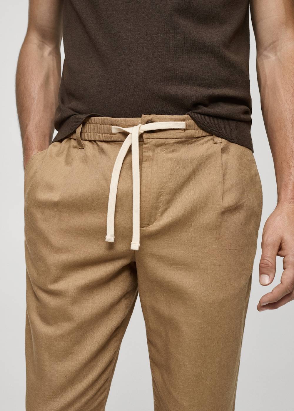 Mango Slim Fit-Leinenhose mit Kordel Begrenzt auf 3 Tage