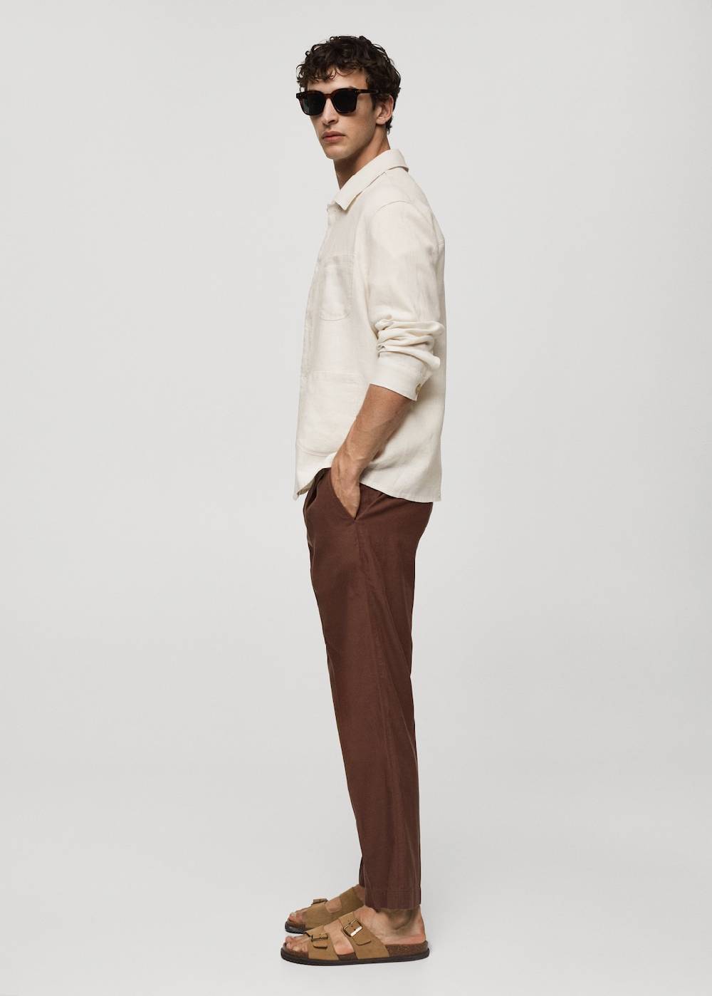 Mango Overshirt mit Taschen aus 100 % Leinen Speichern exportieren