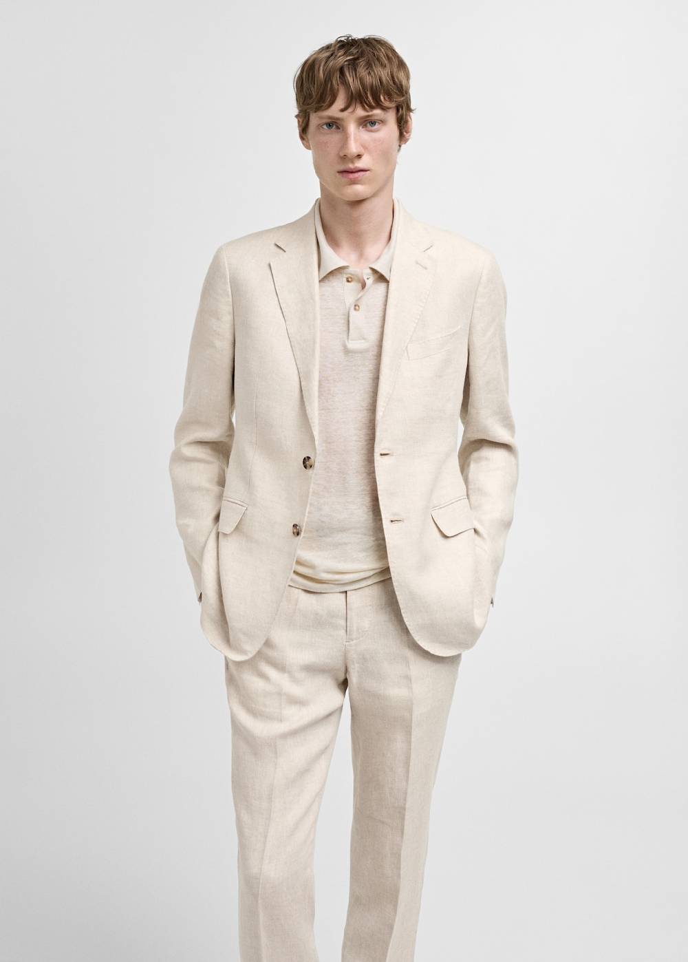 Mango Slim Fit-Anzugjacke aus 100 % Leinen