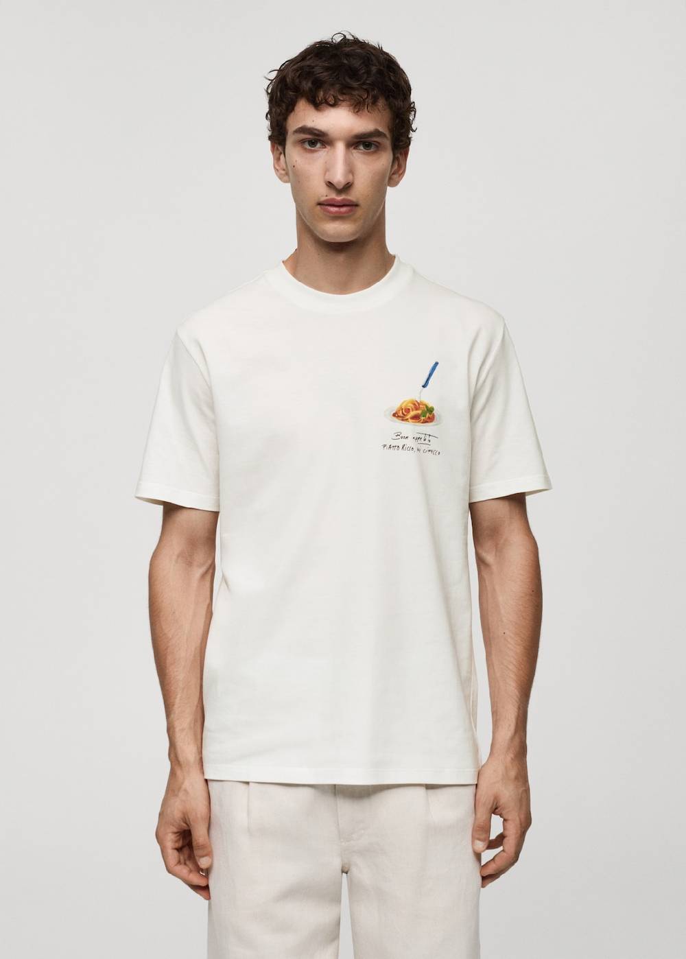 Mango Gemustertes T-Shirt aus 100 % Baumwolle Rabatt