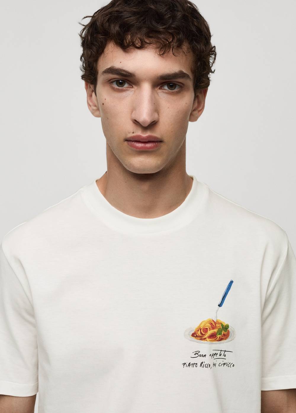 Mango Gemustertes T-Shirt aus 100 % Baumwolle Rabatt