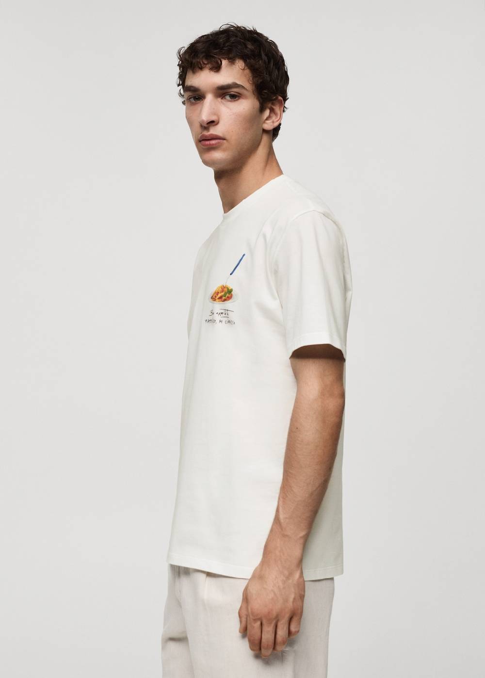 Mango Gemustertes T-Shirt aus 100 % Baumwolle Rabatt