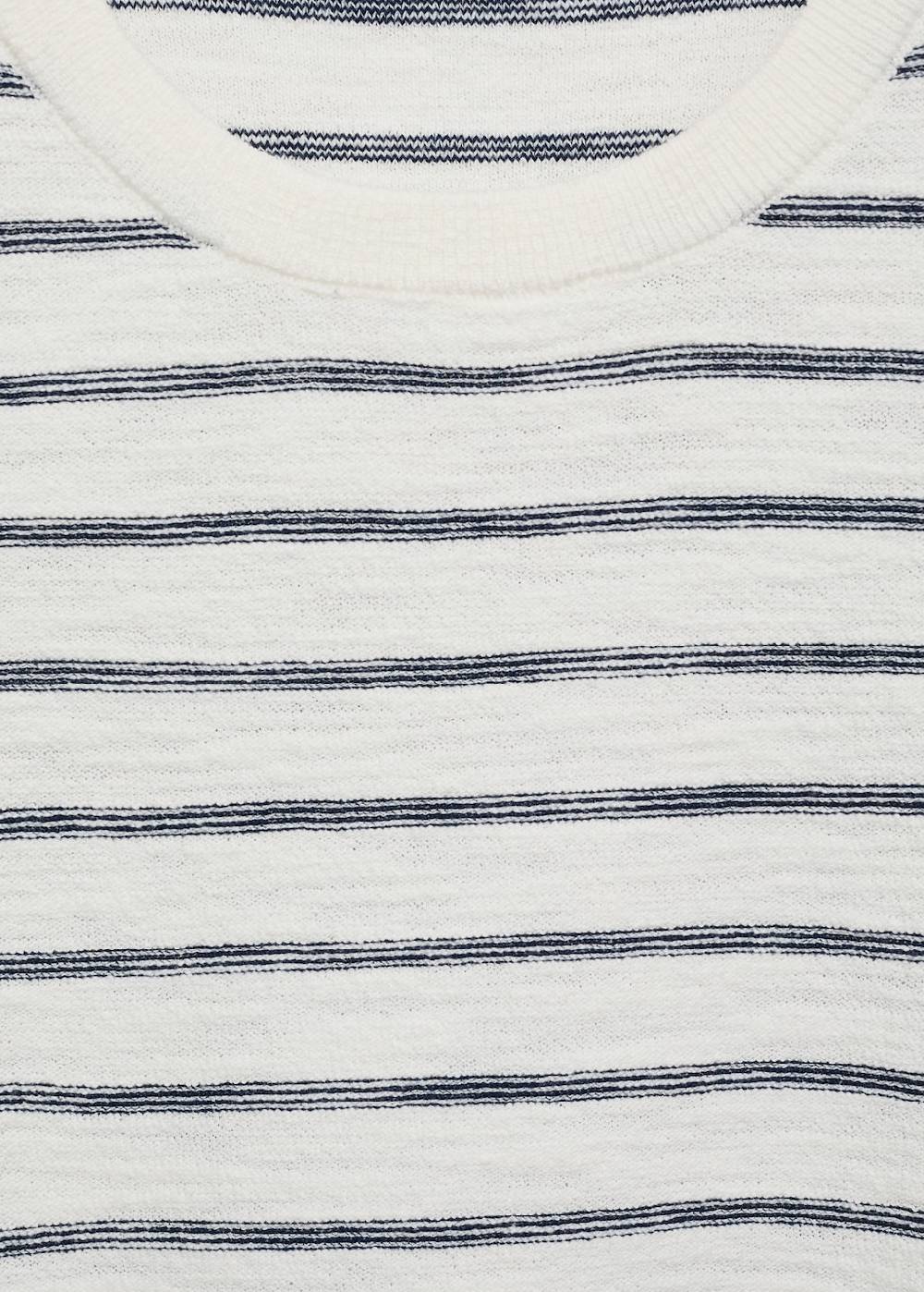 Mango Gestreiftes T-Shirt aus Baumwollstrick Preisnachlass
