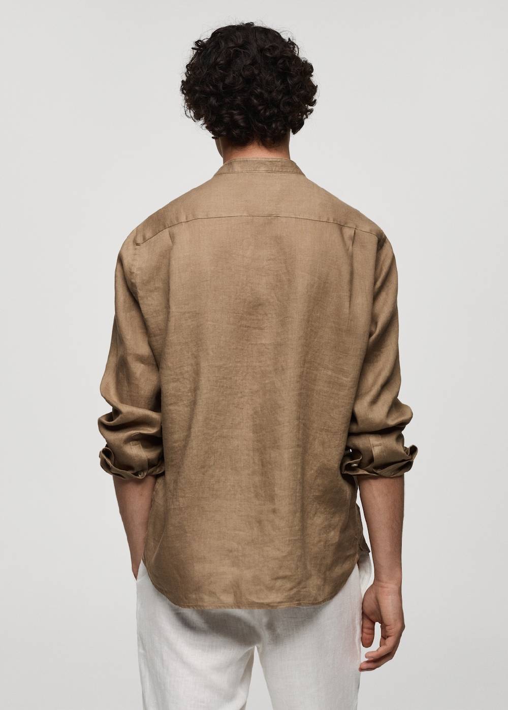 Mango Hemd aus 100 % Leinen mit Mao-Kragen Vatertagsangebot