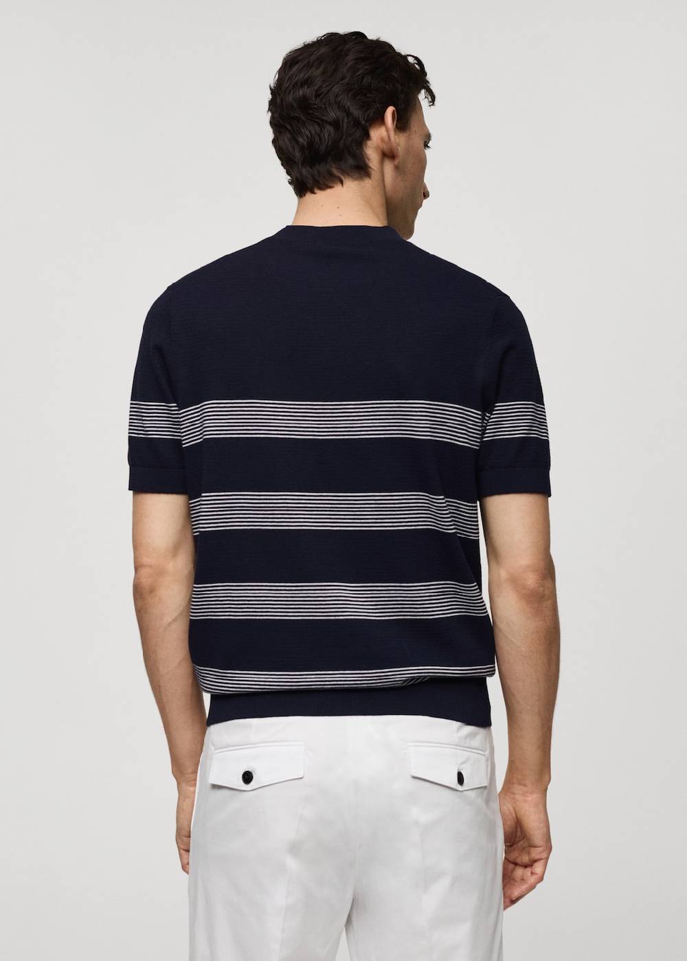 Mango Gestreiftes Strick-T-Shirt aus Baumwolle mit Modal Top Angebot