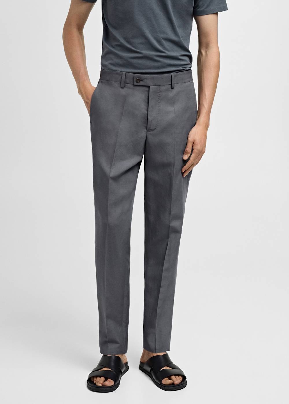Mango Slim Fit-Anzughose aus Leinenmix Neueste Mode