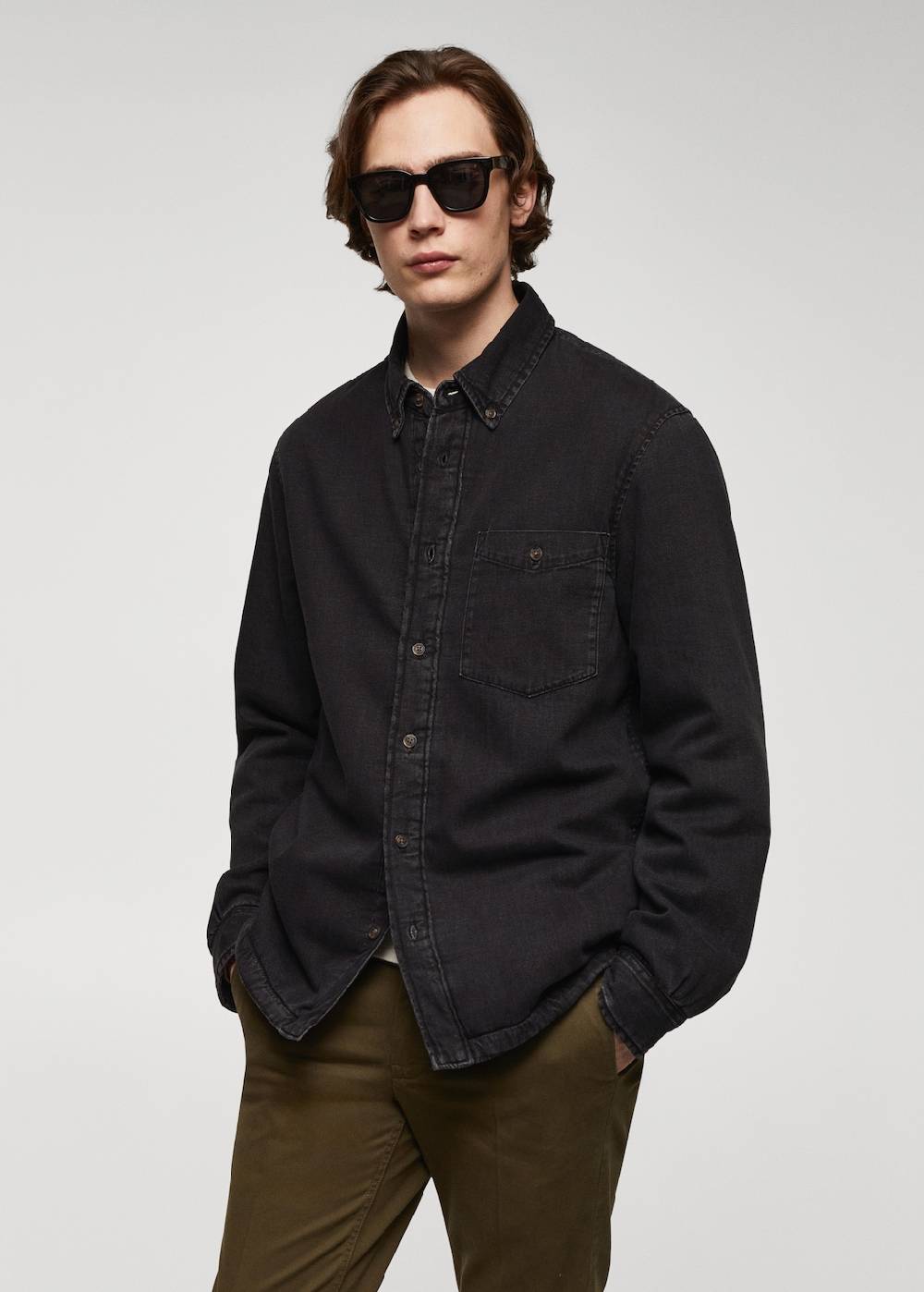 Mango Gestepptes Jeans-Overshirt Räumungsverkauf