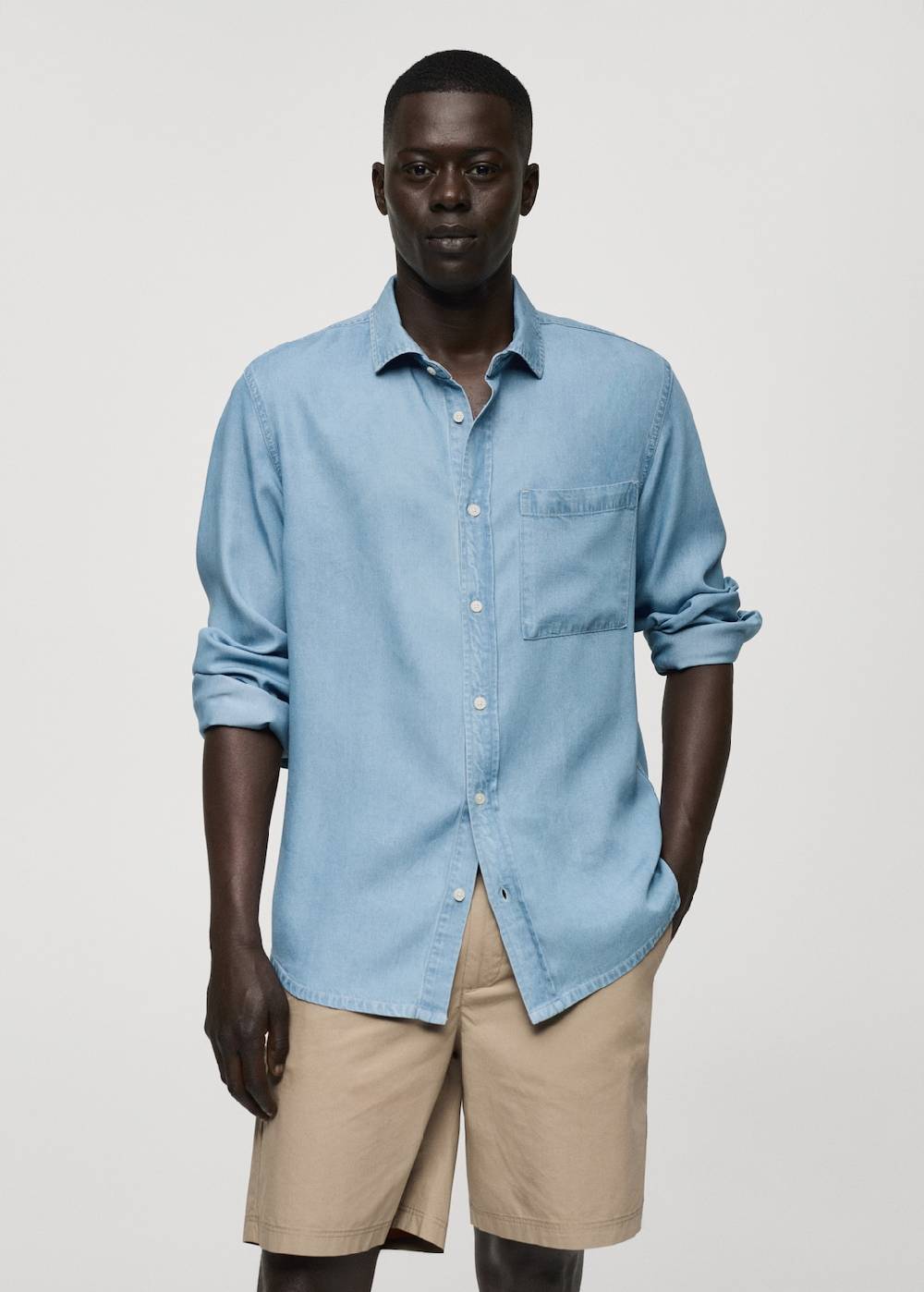 Mango Regular-Fit-Hemd aus 100 % Tencel Sonderangebot der Fabrik