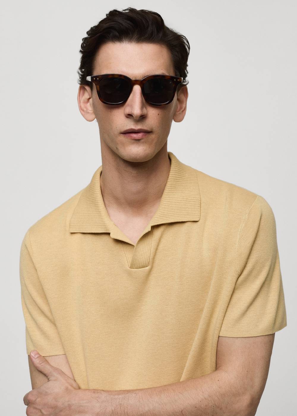 Mango Texturiertes Strick-Poloshirt aus Baumwolle Discount Store für neue Produkte