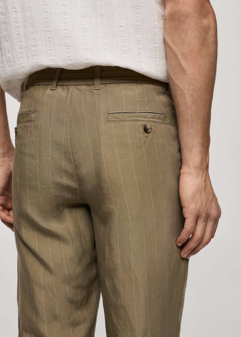 Mango Gestreifte Hose aus Leinengemisch mit Kordelzug Super Rabatt
