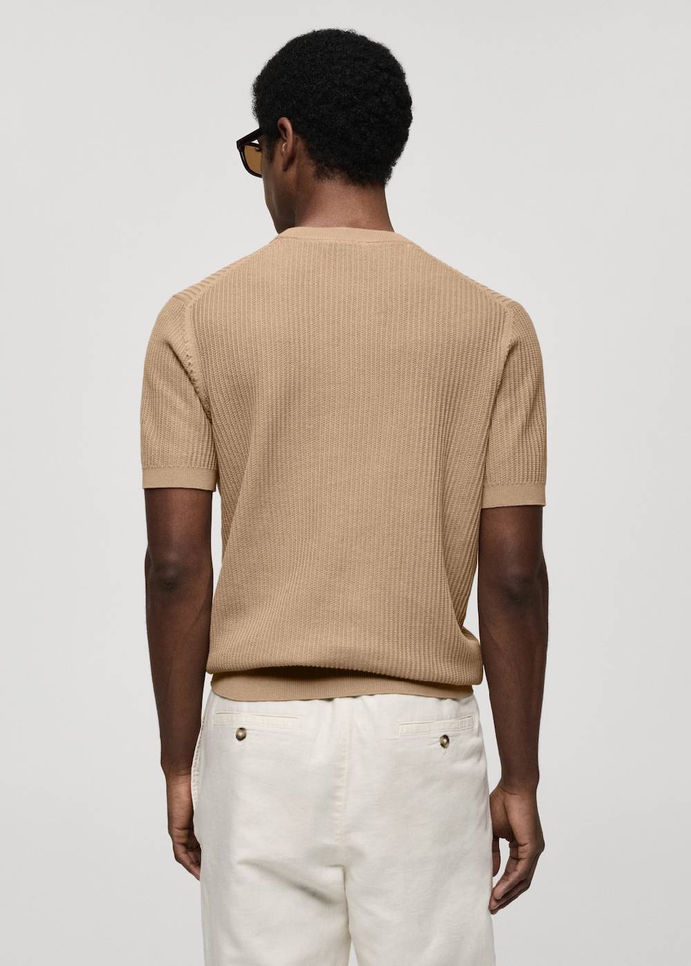 Mango Geripptes Strick-T-Shirt Black Friday Preise