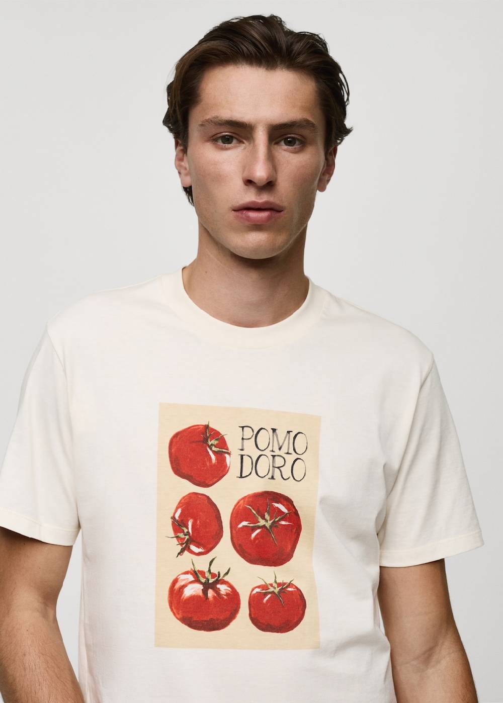 Mango Gemustertes Regular-Fit-T-Shirt aus Baumwolle 50% Rabatt für begrenzte Zeit