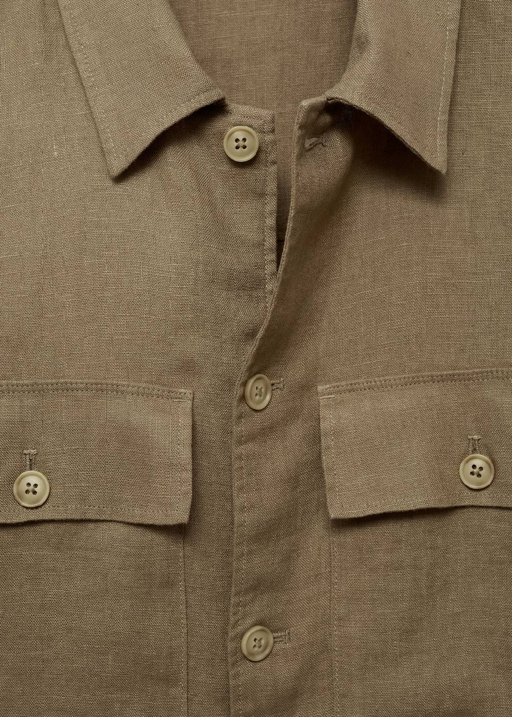 Mango Overshirt mit Taschen aus 100 % Leinen Fabrik Onlineshop