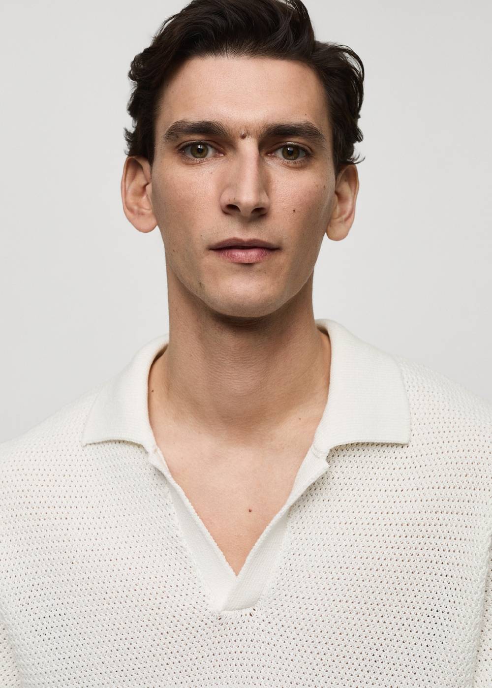 Mango Strick-Poloshirt aus Baumwolle mit Lochmuster Flash Sale