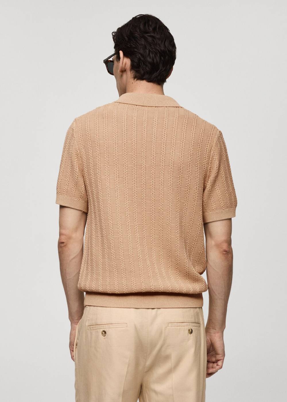 Mango Baumwoll-Poloshirt mit großem Perlmuster Online Shopping