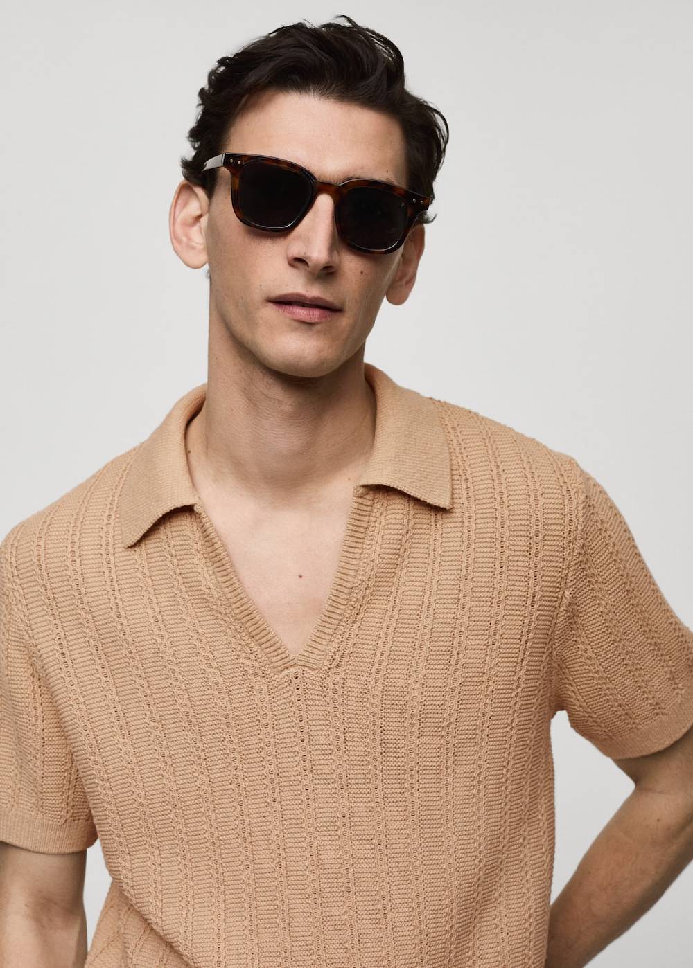 Mango Baumwoll-Poloshirt mit großem Perlmuster Online Shopping