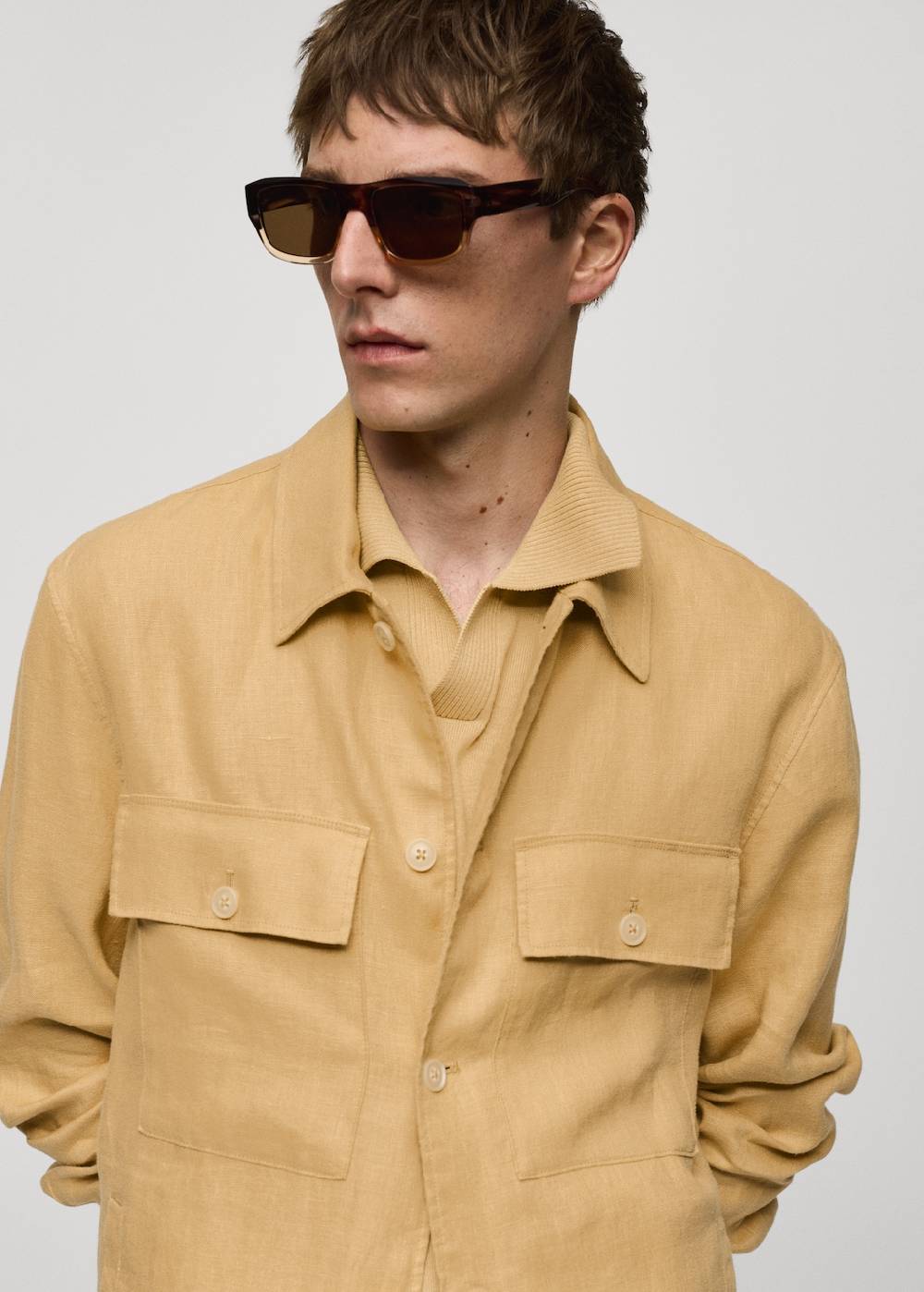Mango Overshirt mit Taschen aus 100 % Leinen Preisnachlass