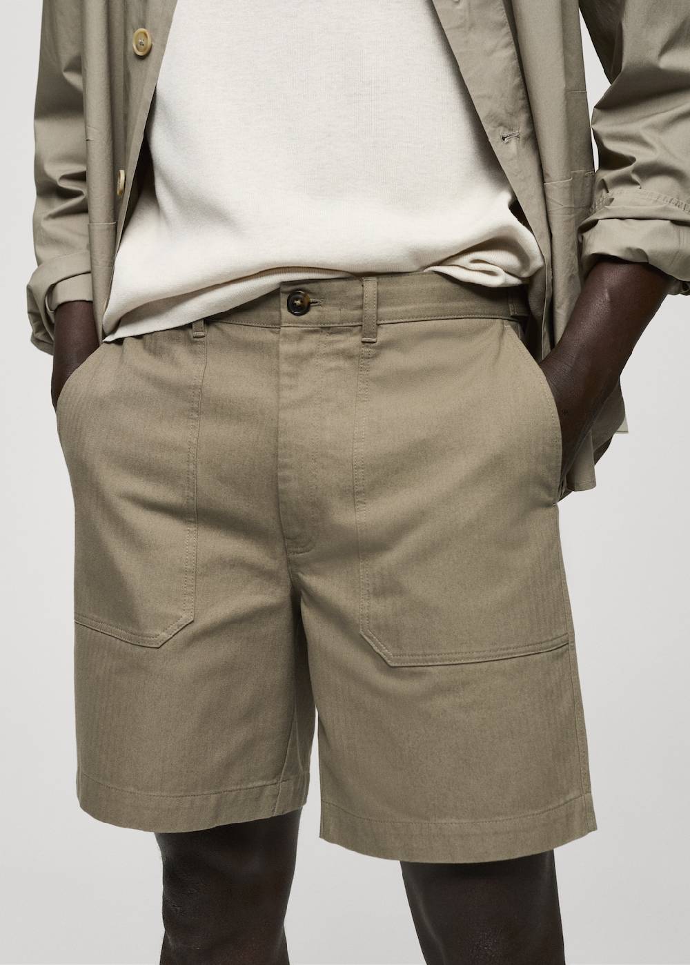 Mango Bermudashorts aus 100 % Baumwolle mit Fischgratmuster Cyber Monday