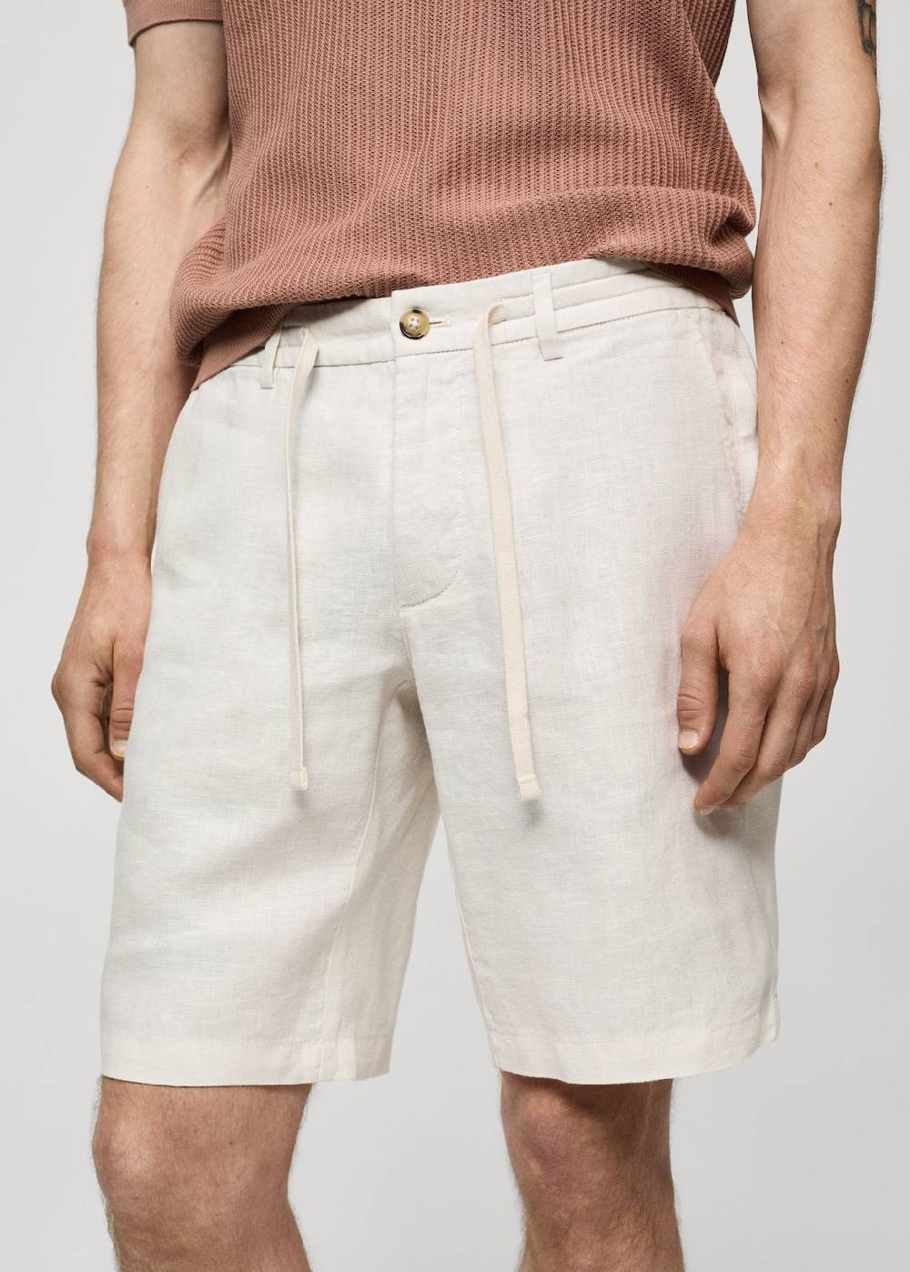 Mango Bermudashorts aus 100 % Leinen mit Kordel Jubiläumsangebot