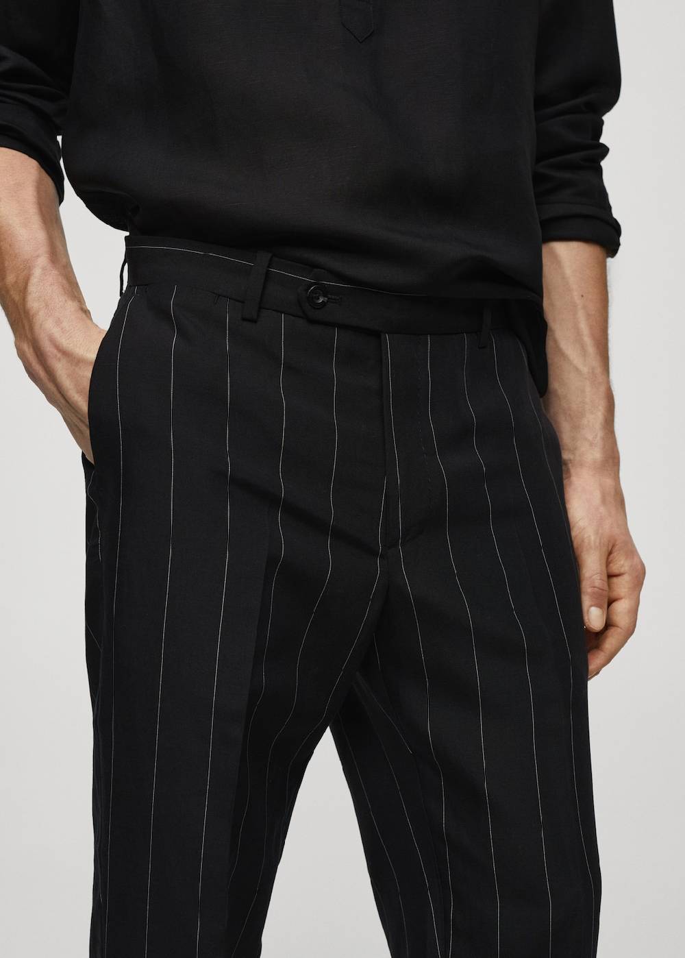 Mango Slim-Fit-Nadelstreifenhose aus Leinen Heißer Verkauf